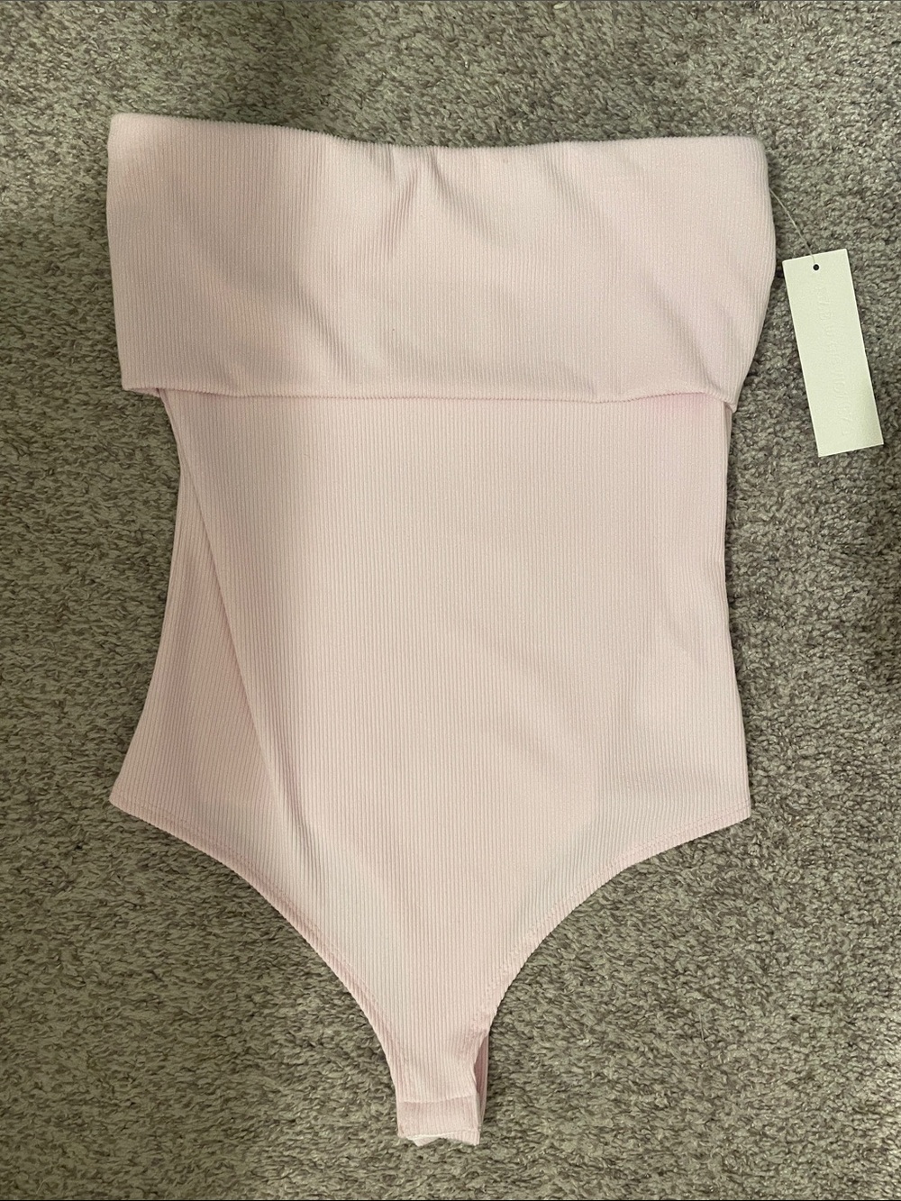 Live in the moment pink ribbed strapless bodysuit large nwt